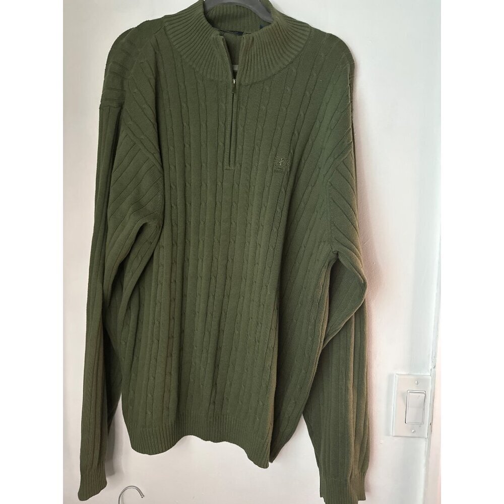 Izod Men’s Olive Green Sweater Large Preppy Classic Office Knit grandpacore